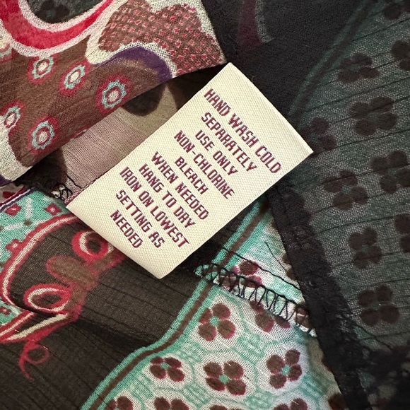 YVOS Boutique Sheer Vibrant Mixed Media Boho Blouse Medium - Picture 12 of 16